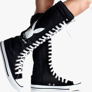 Not for Sale - Looking For: Playboy Bunny Knee High Lace Up Boots in size 6.
